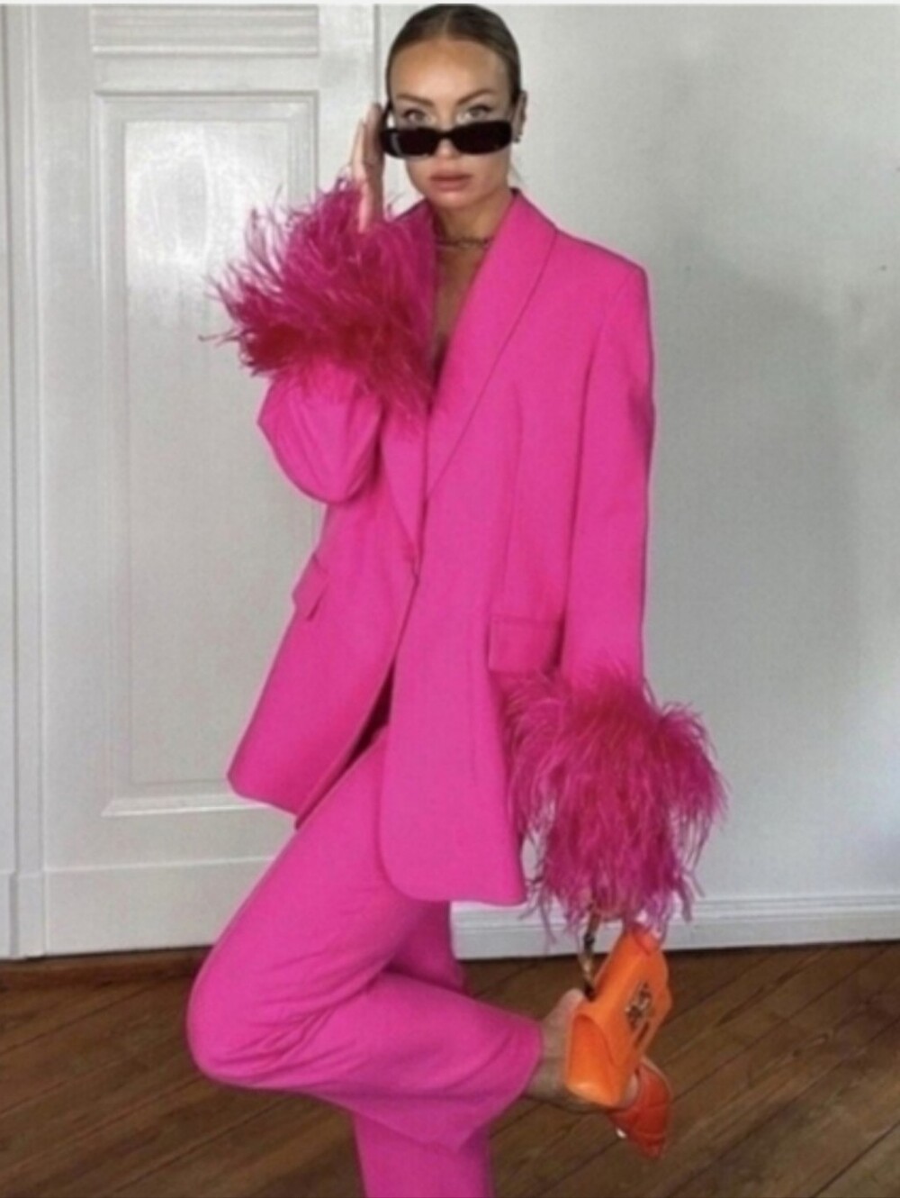 Zara Pink Feather Blazer Size XS